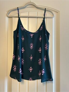 NWT Apt. 9 Dark Teal Camisole with Purple Gem Motif